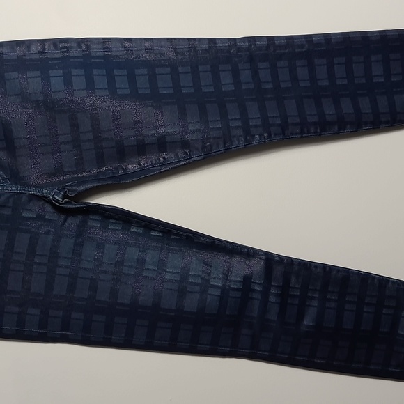 7 FOR ALL MANKIND The Skinny Wax Coated Blue Jeans With Plaid Pattern Size 29 - Picture 9 of 16